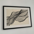 Minimalist Black and Beige Flowing Lines Digital Artwork