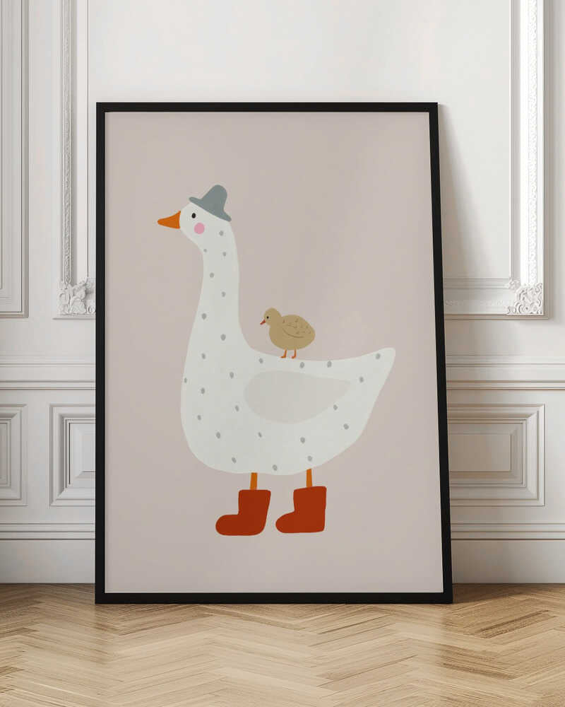 Charming Goose with Little Chick Digital Art