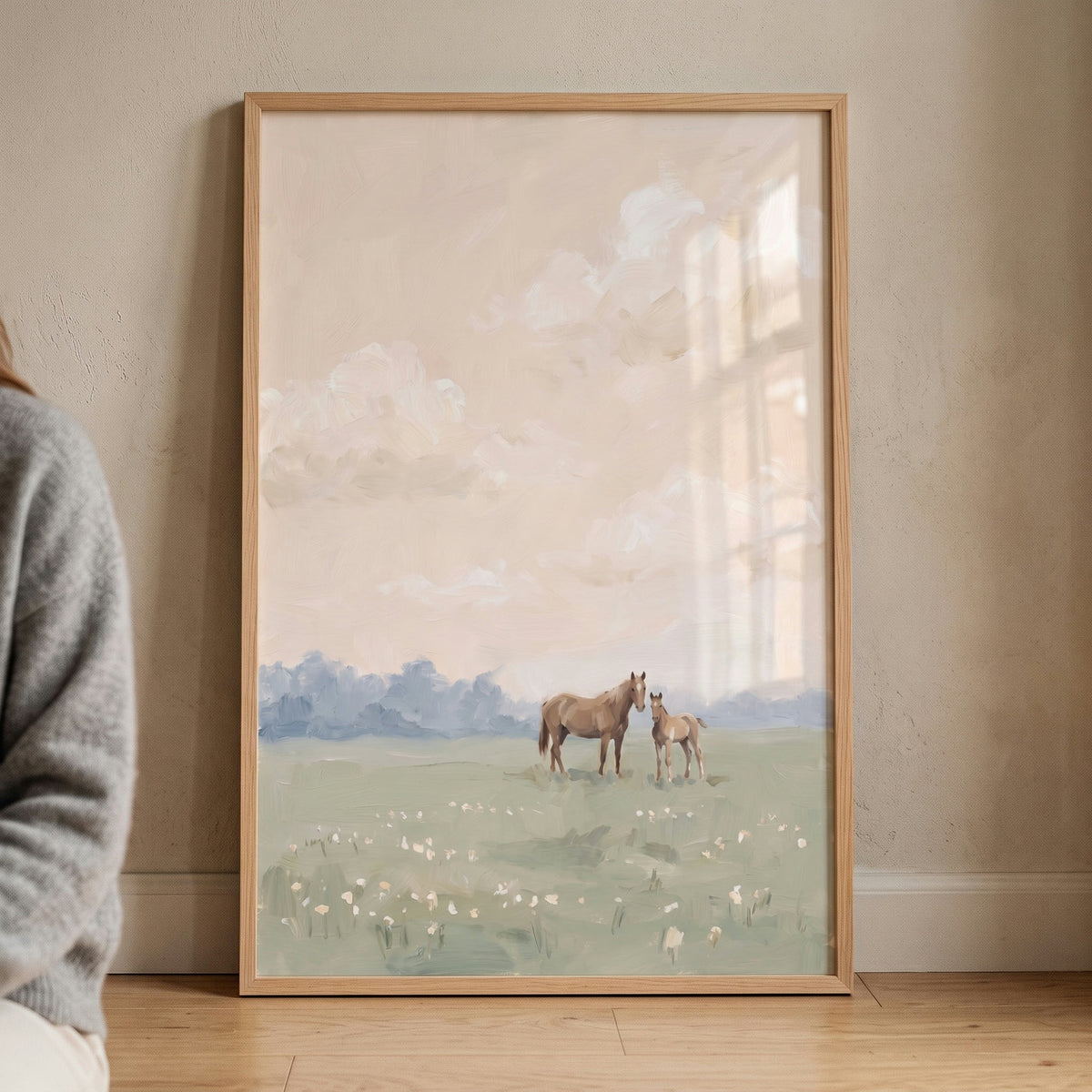 Neutral Meadow Horses Digital Art