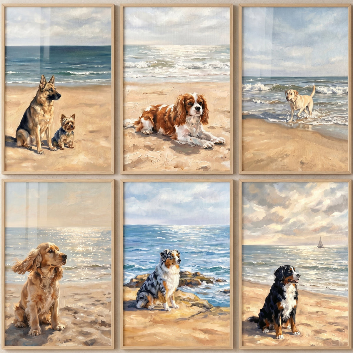 Dogs at the Beach Digital Art Collection