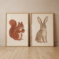 Charming Woodland Animal Duo Digital Art Prints