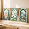 Mughal Architecture and Botanical Garden Triptych
