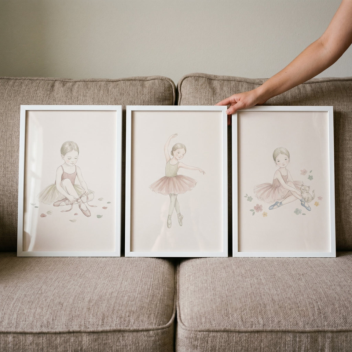Delicate Ballerina Watercolor Trio Digital Artwork
