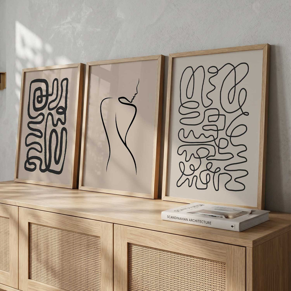 Minimalist Abstract Line Art Triptych