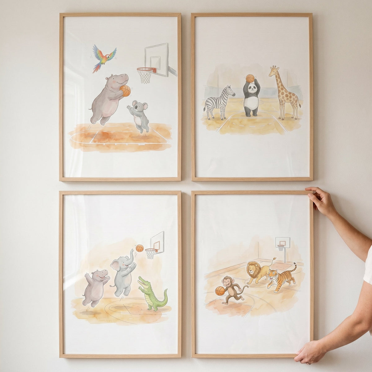 Cute Animal Basketball Players Digital Art Set