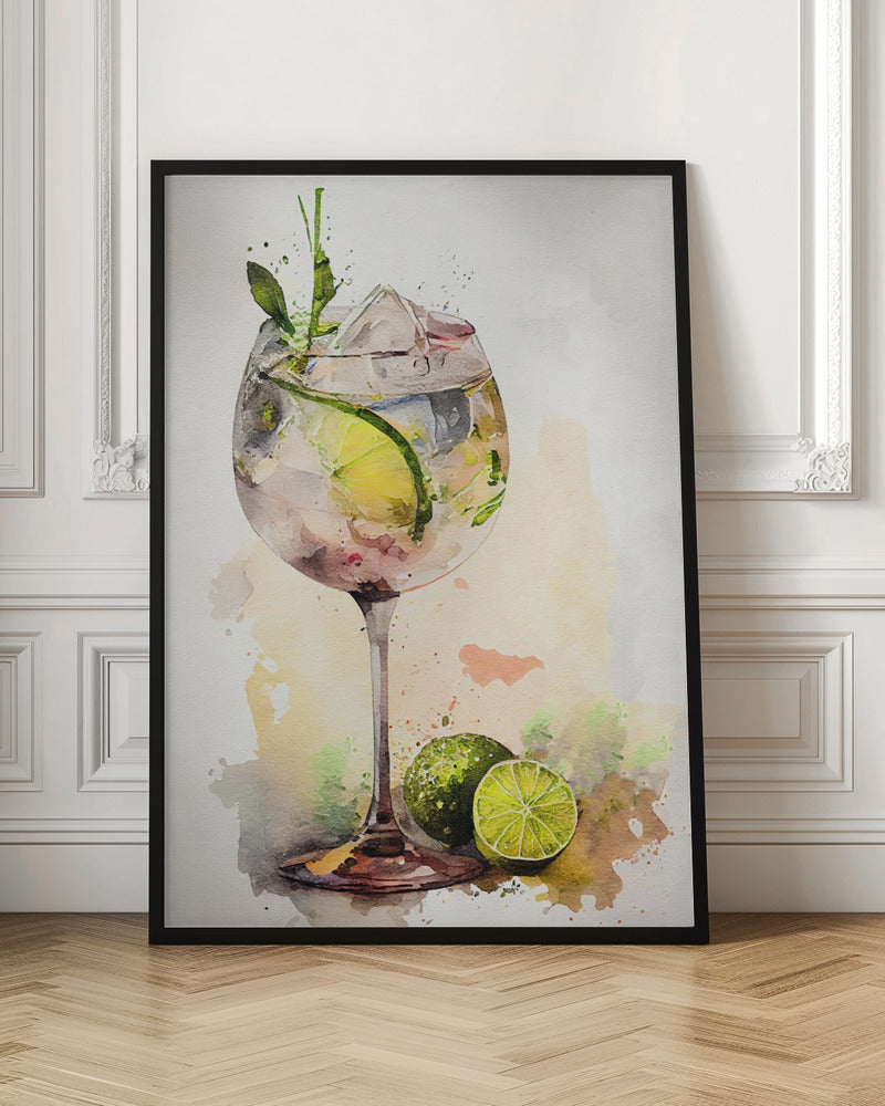 Watercolor Gin and Tonic Cocktail Digital Art