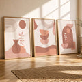 Boho Terracotta Abstract Art Triptych