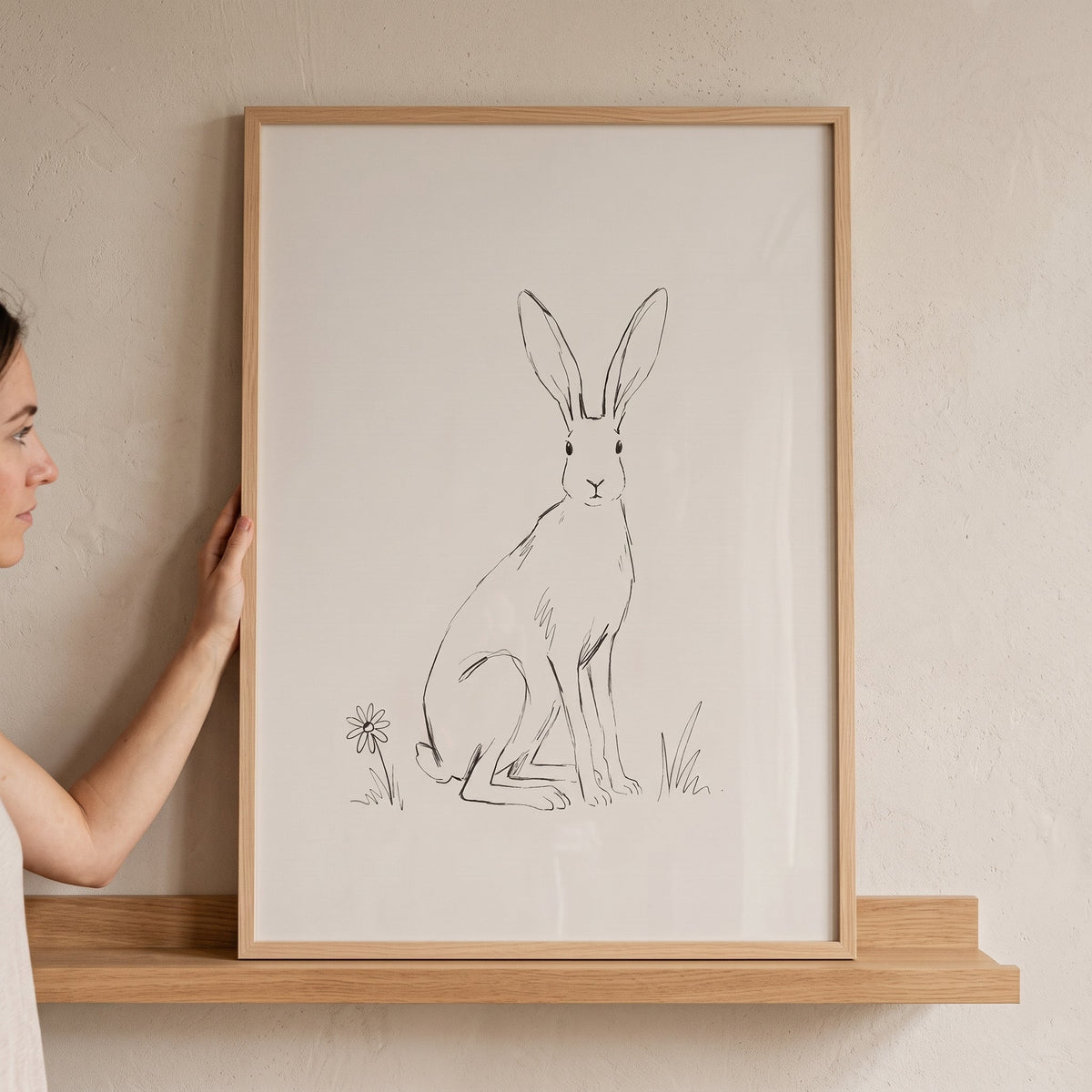 Charming Minimalist Hare Line Art