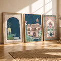 Mughal Architecture and Peacocks Digital Art Trio