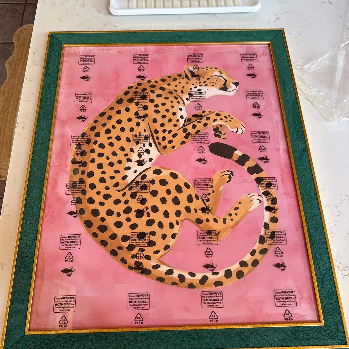 Sleepy Cheetah Pink Background Digital Art