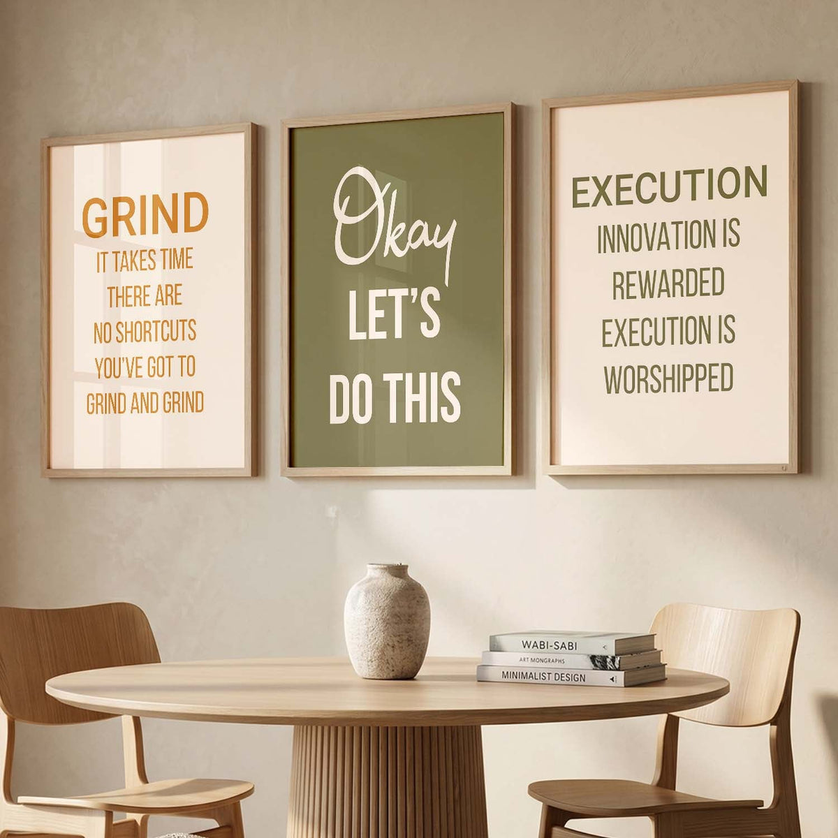 Minimalist Entrepreneurial Quote Triptych Digital Art Set