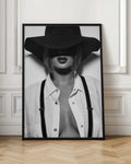 Chic Fedora and Suspenders Monochrome Fashion Photography