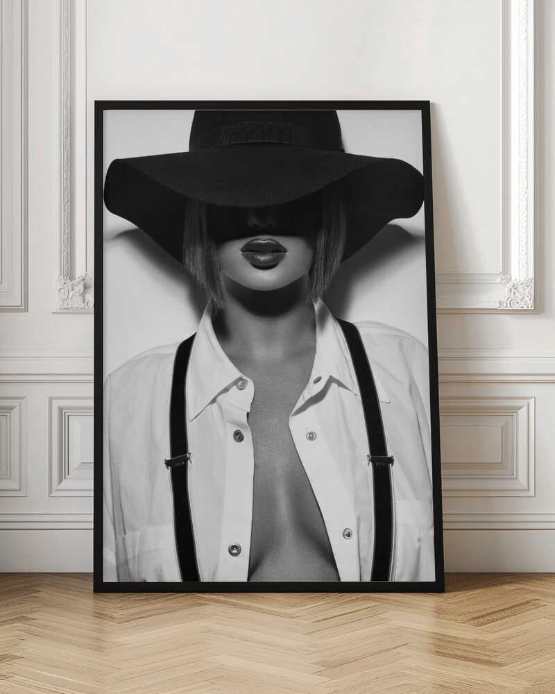Chic Fedora and Suspenders Monochrome Fashion Photography