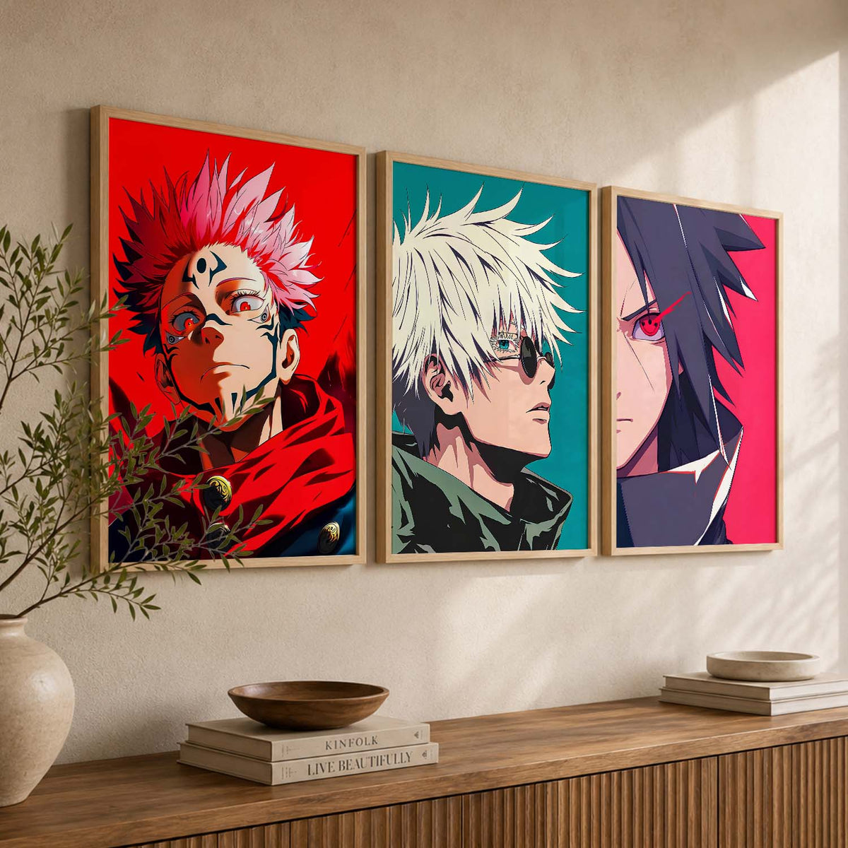 Anime Icons Triptych Digital Art