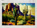 Desert Cactus Sunset High-Resolution Digital Artwork