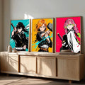 Anime Heroines Digital Art Trio