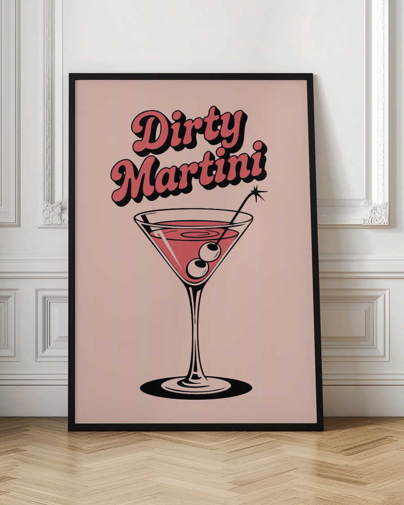 Dirty Martini Retro Cocktail Digital Wall Art