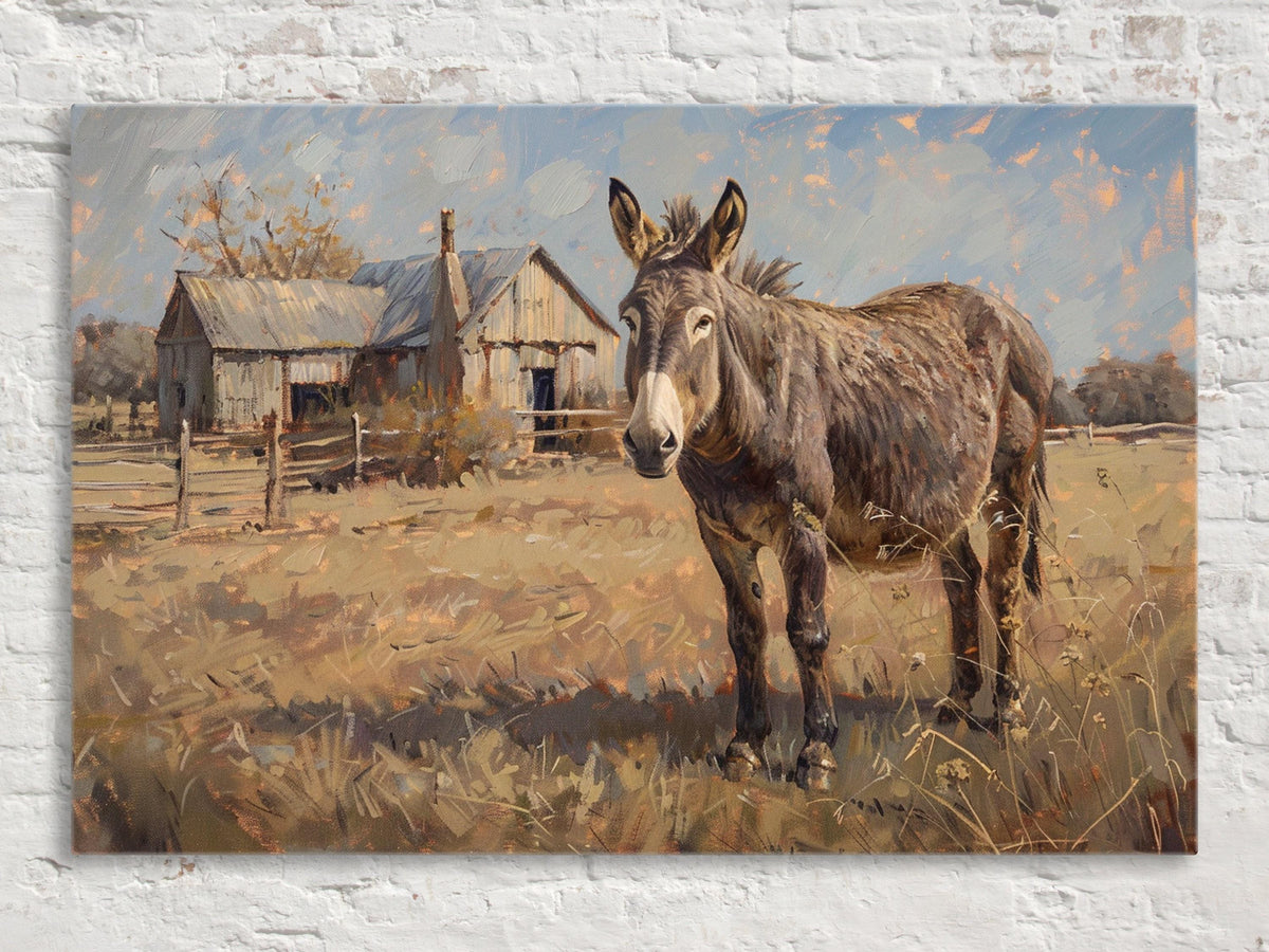 Rustic Farmhouse Donkey Digital Artwork