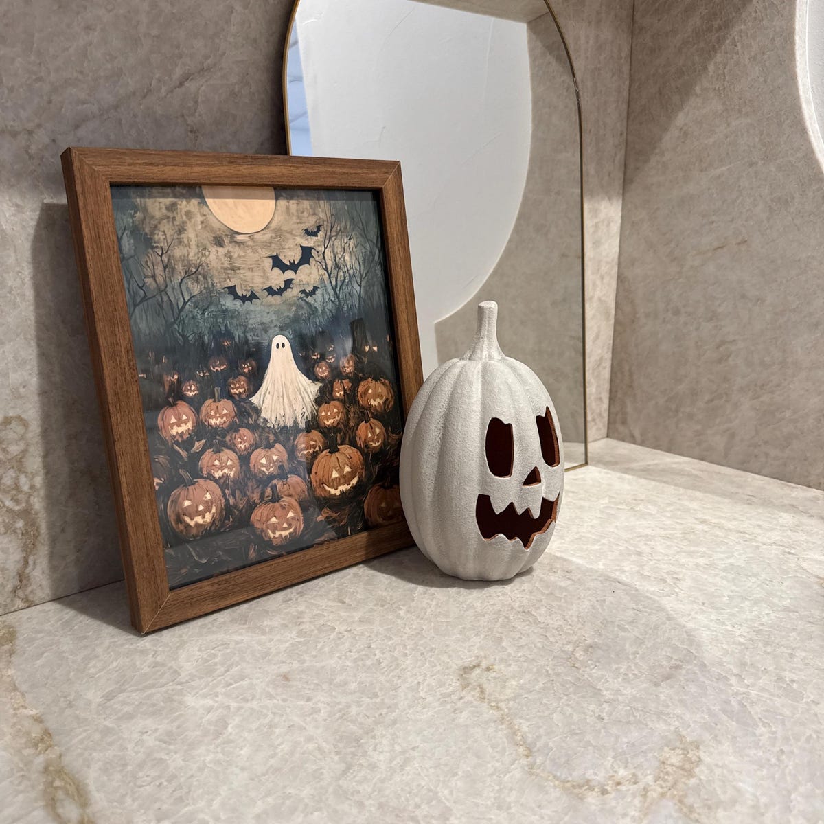 Spooky Pumpkin Patch Ghost Digital Art