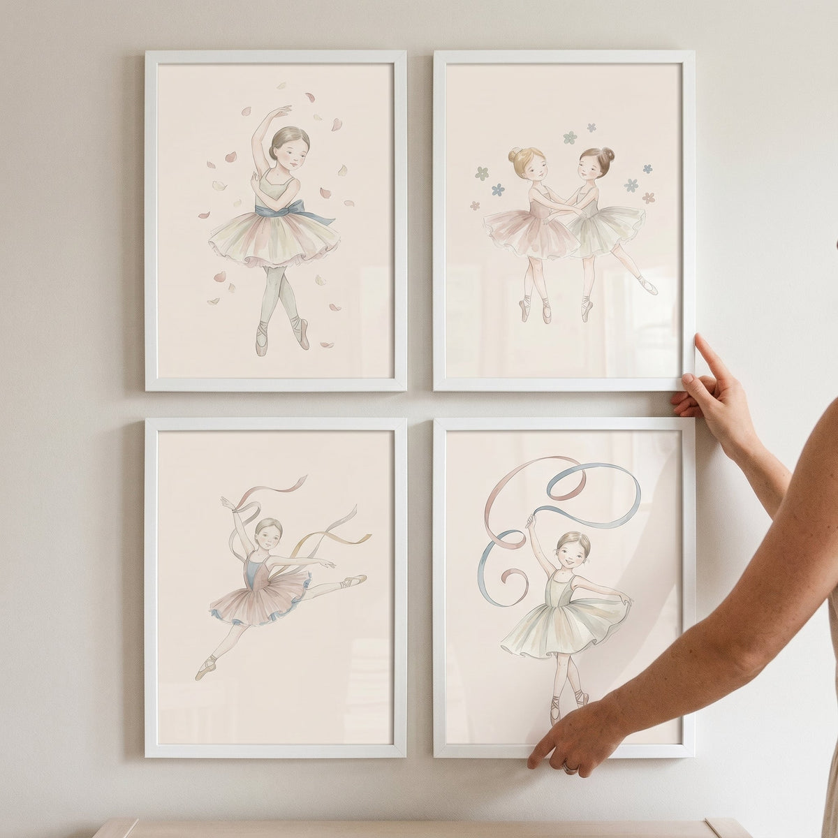 Watercolor Ballerina Girls Set of Four Digital Art