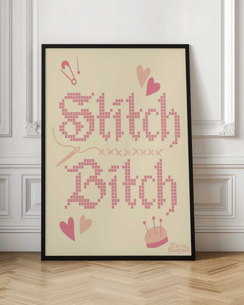 Stitch and Bitch Cross Stitch Digital Art Print