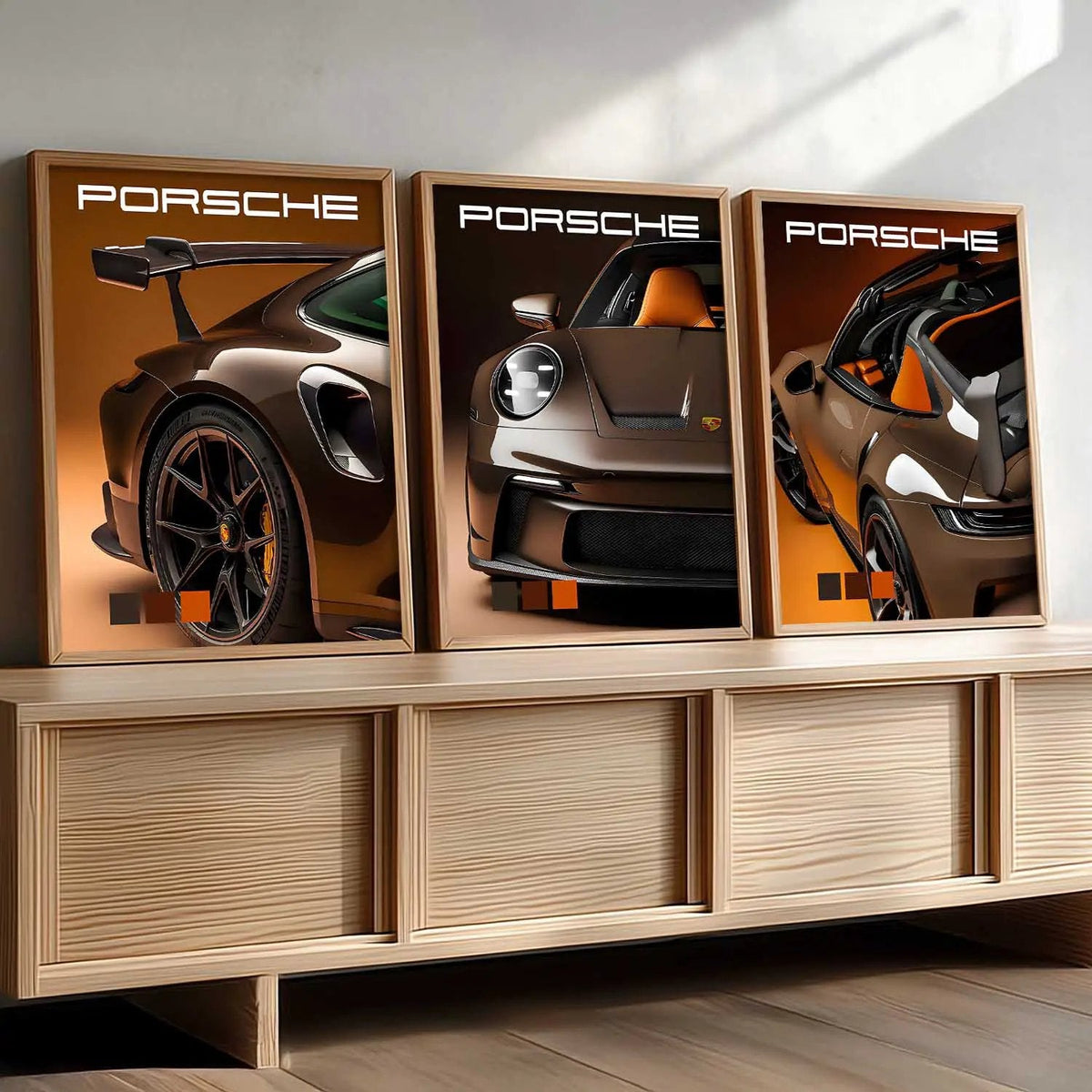 Porsche Supercar Triptych Digital Art