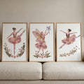 Floral Ballerina and Fairy Digital Art Print Trio