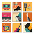Retro Music Instruments Digital Wall Art Bundle