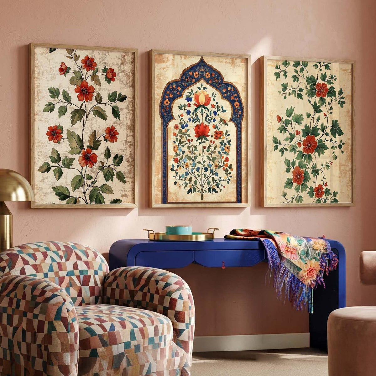 Mughal Botanical Garden Triptych Digital Art