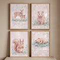 Set of 4 Woodland Nursery Animals Digital Art