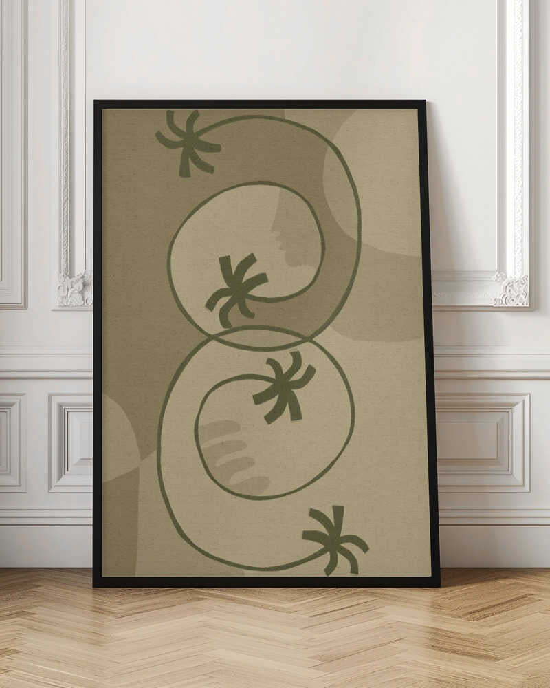 Sage Green Abstract Botanical Digital Art Print