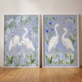 Elegance in Blue Egrets Digital Art Set