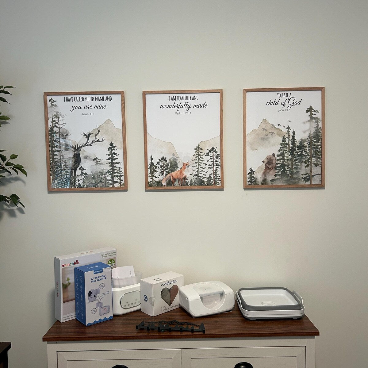 Watercolor Woodland Bible Verse Digital Art Prints Set of 3