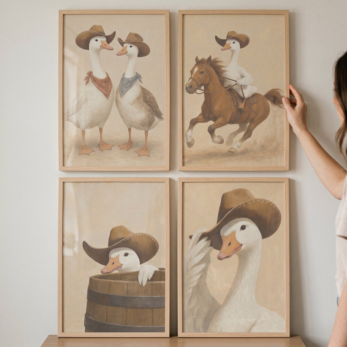 Funny Cowboy Goose Gallery Wall Set