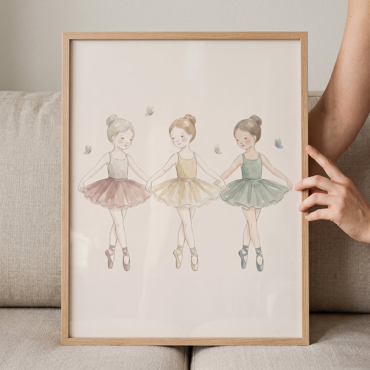 Three Little Ballerinas Watercolor Digital Art