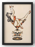Retro Tattoo Pin-Up in Martini Glass Digital Artwork