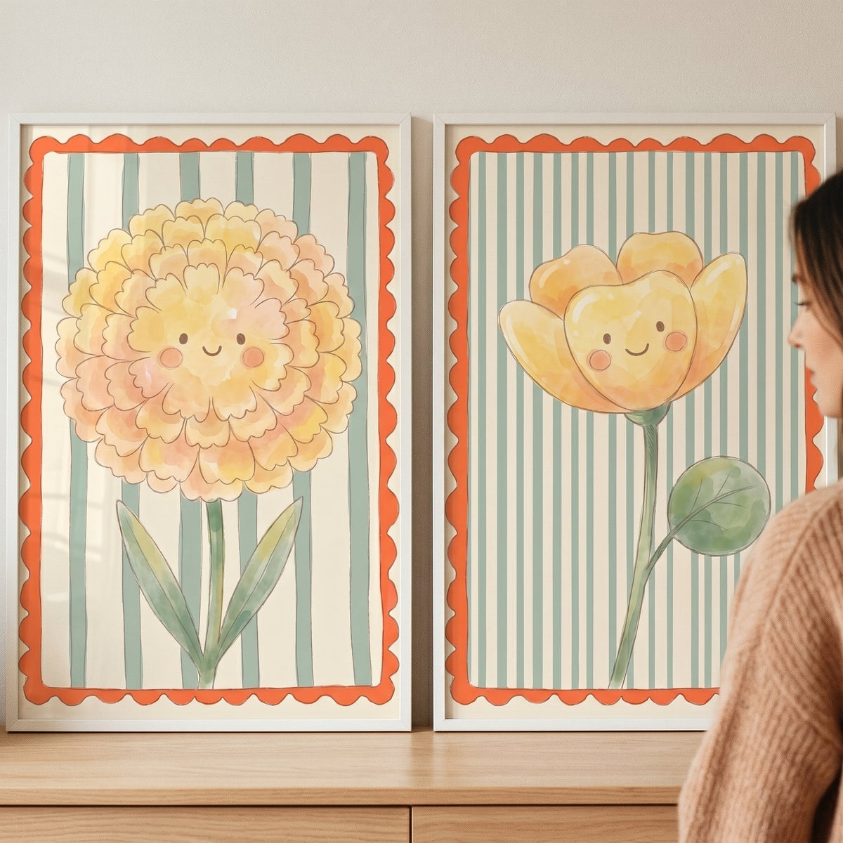 Happy Floral Duo Digital Art Prints