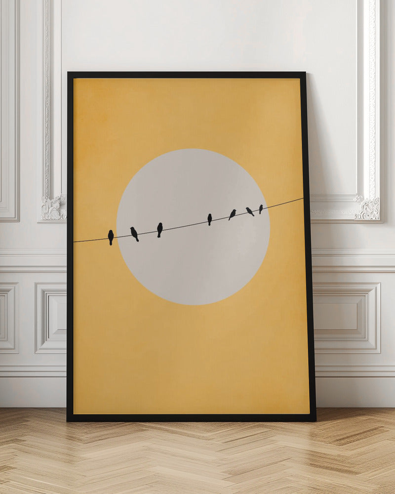 Minimalist Birds on Wire Digital Art Print