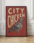 City Chicken Pigeon Digital Art Print