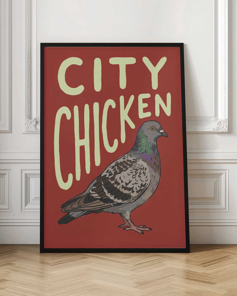 City Chicken Pigeon Digital Art Print