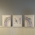Purple Floral Rainbow Triptych Digital Art