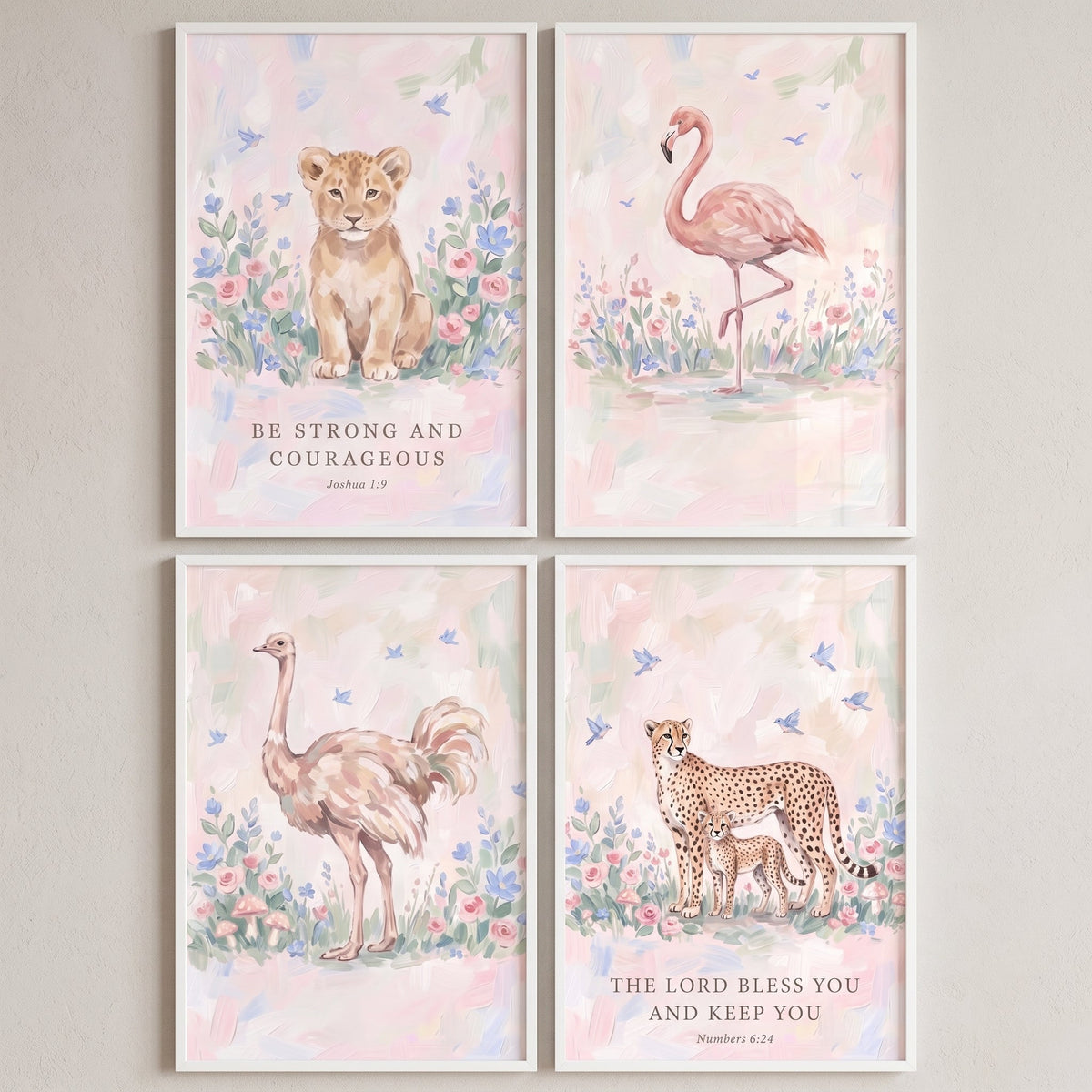 Safari Animals Watercolor Nursery Set of 4 Digital Prints
