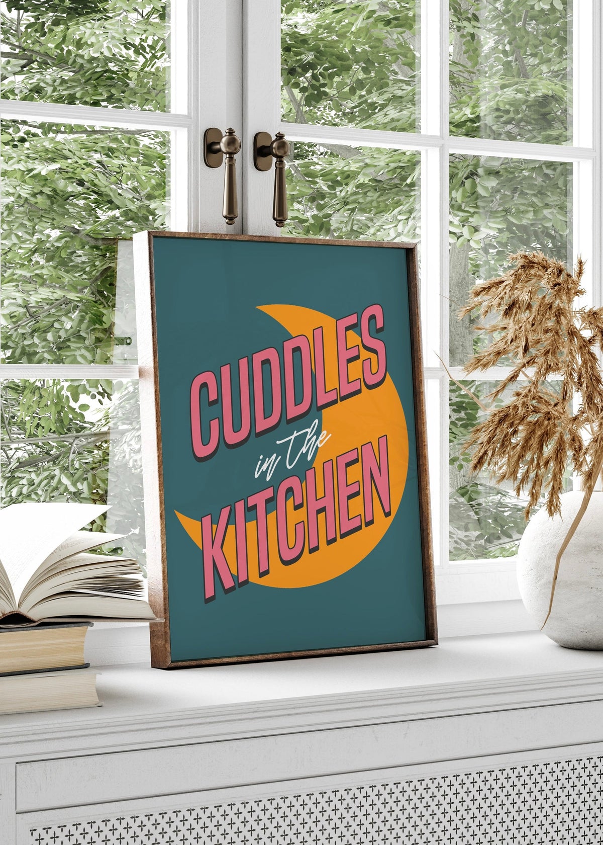 Cuddles in the Kitchen Digital Wall Art