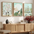 Chinoiserie Palace Birds Digital Triptych