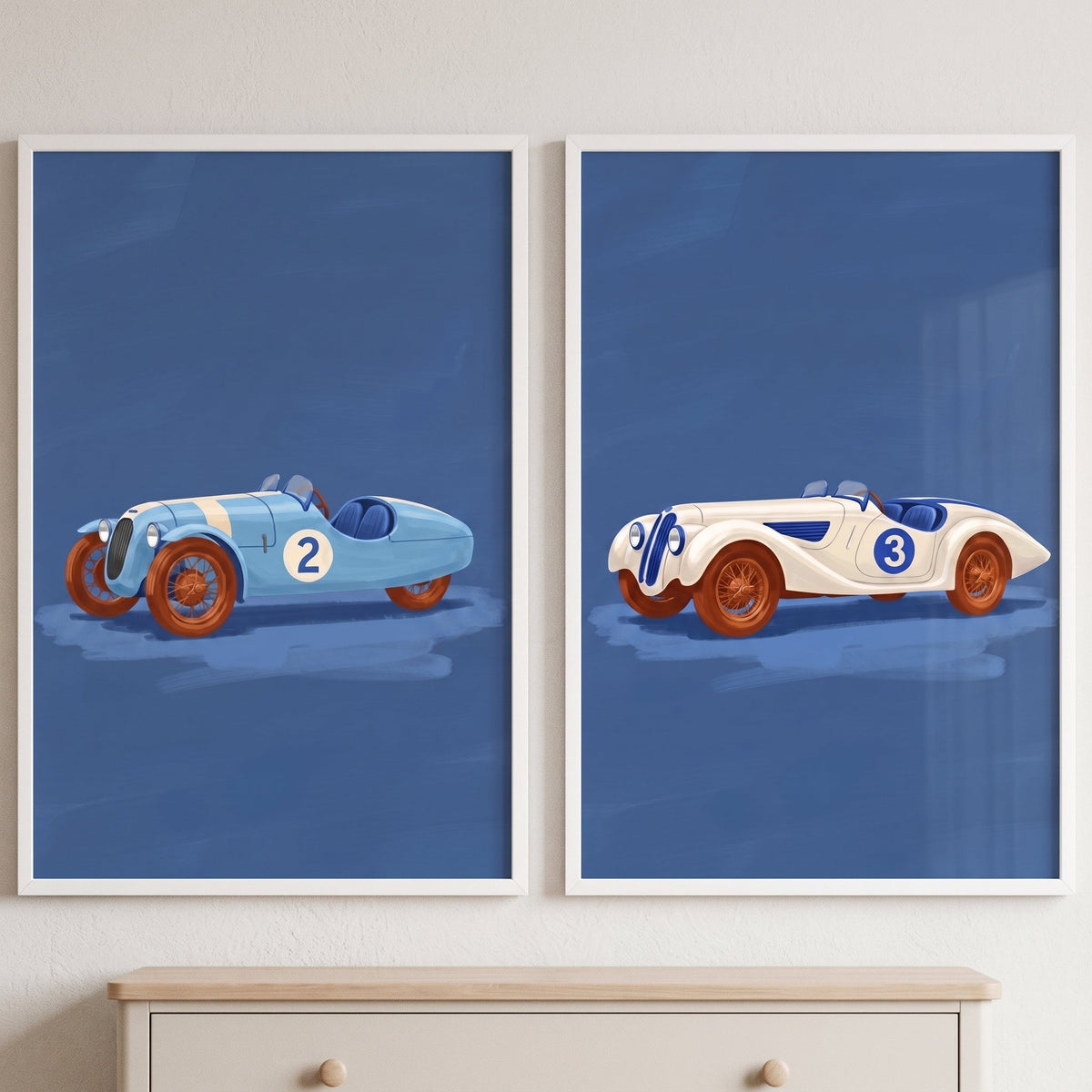 Vintage Race Cars Duo Digital Art