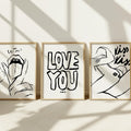 Love You More Triptych Digital Art Set