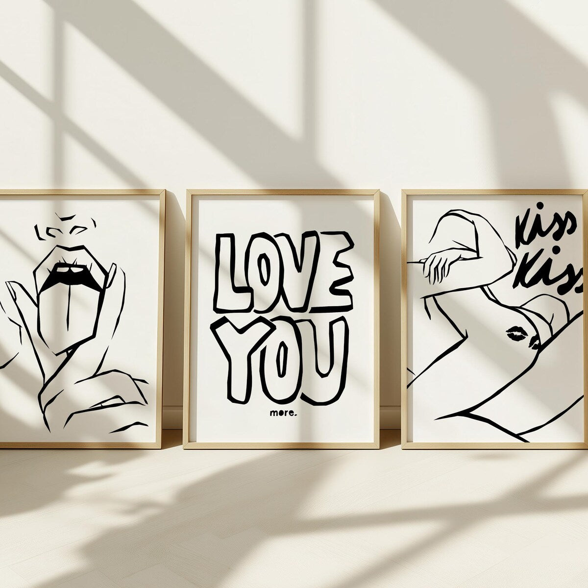 Love You More Triptych Digital Art Set