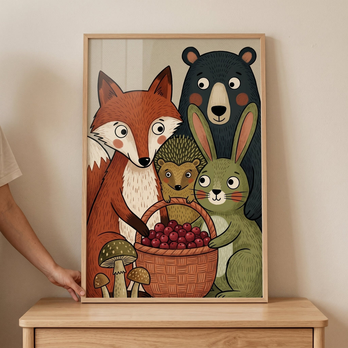 Forest Friends Berry Harvest Digital Artwork