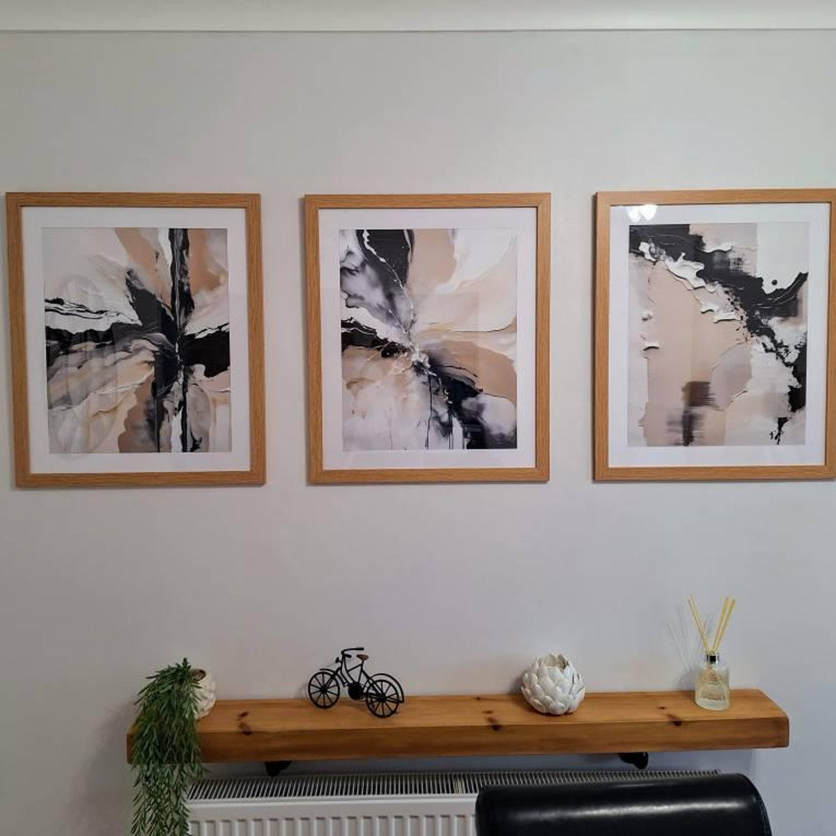 Modern Abstract Neutral Triptych Digital Art