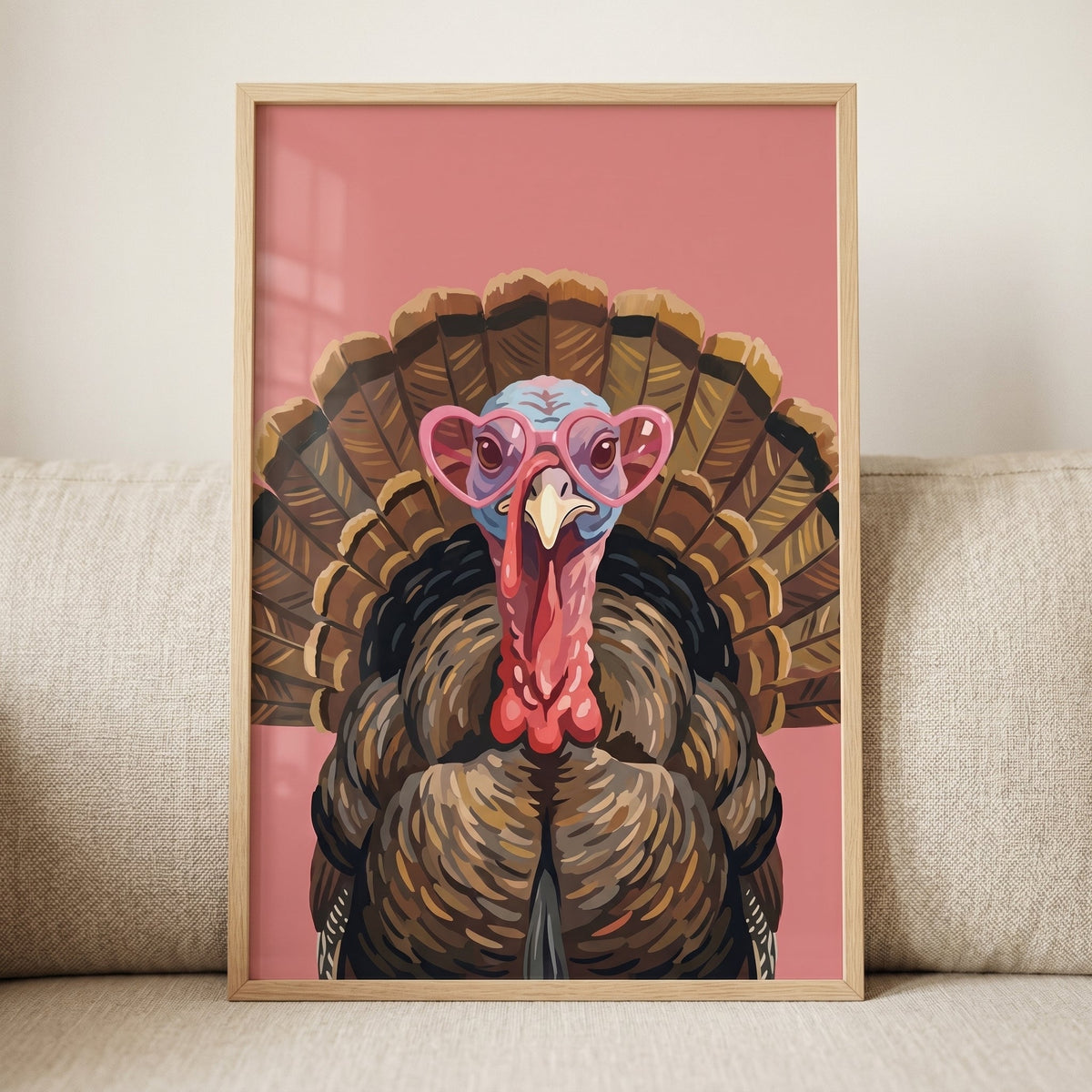 Quirky Turkey in Pink Heart Glasses Digital Download
